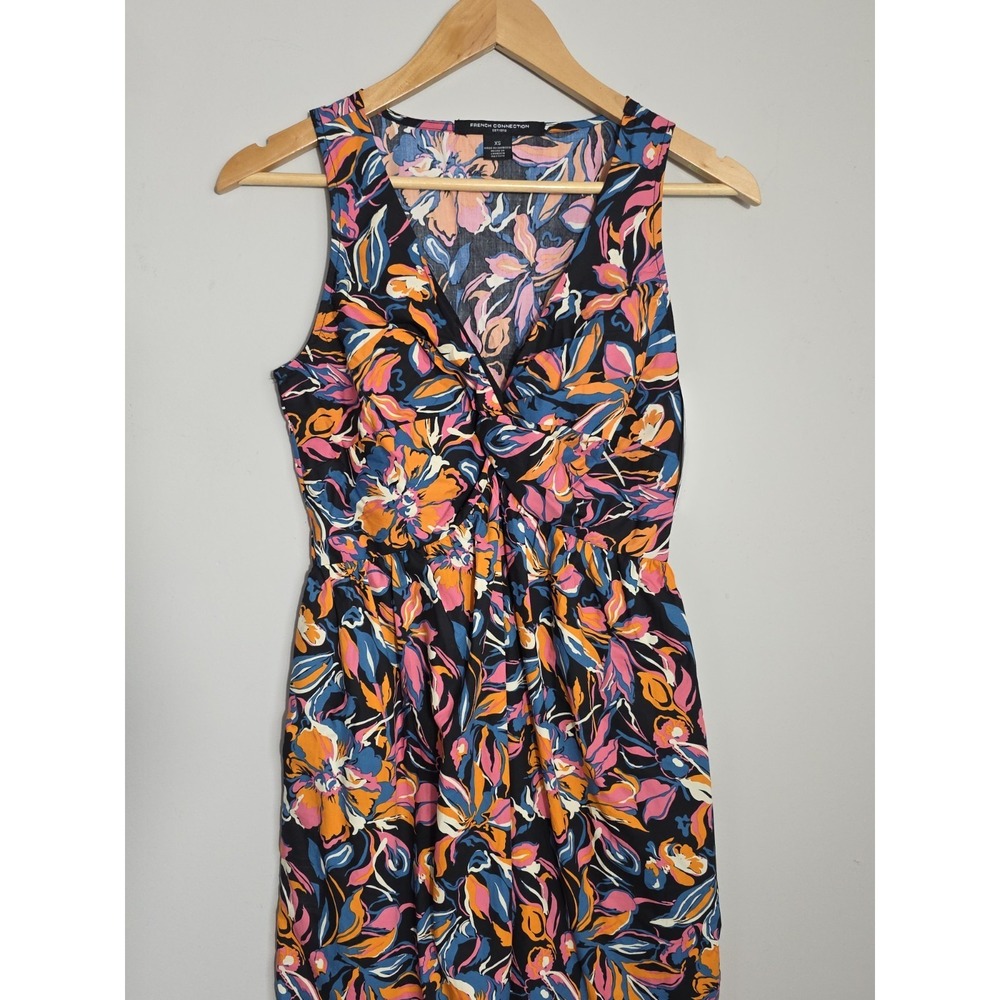 French Connection Summer Maxi Dress XS Floral Twist Front Sleeveless NWT - Picture 4 of 11